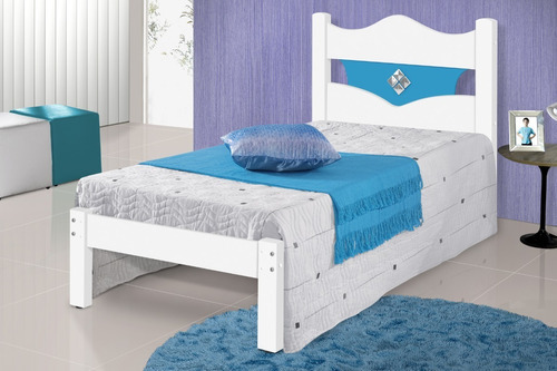 Cama Solteiro Julia Flex Cores 100% Mdf Carmolar Cor Azul