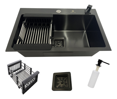 Cuba Gourmet Quadrada Aço Inox 304 Preto Acessórios 60x40