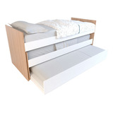 Cama 1 Plaza Nido 80x190cm Melamina Blanco / Olmo Dormitorio Marinera Triple Ballsellings