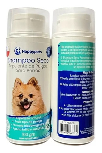 Shampoo Seco Repelente De Pulgas Para Perros, Hipoalergénico