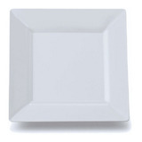 Plato Cuadrado Cerámica Postre Oxford Blanco 20x20 Cm X  6 U