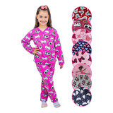 Conjunto Pijama Infantil Feminino Longo Flanelado Frio 468