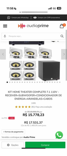 Kit Home Theater Completo 7.1 110 V ,receiver + Subwoofer