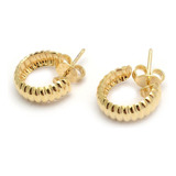 Semi Argollitas Chunky Bañadas En Oro 18k- Regalo!