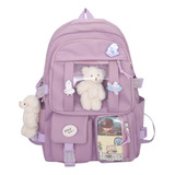 Mochila  Kawaii Hidrófugo Colegio Nailon Niña Linda Peluche