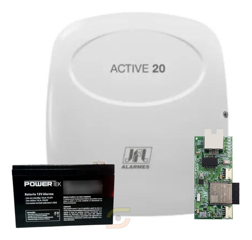 Central Alarme Monitorado Jfl Active 20 + Módulo E Bateria