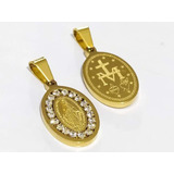 Medalla Milagrosa Incrustaciones Piedras Enchape Oro 18k