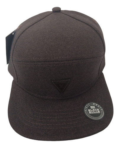 Boné Black Bulls Marrom Basico Aba Reta Snapback Fitão 130