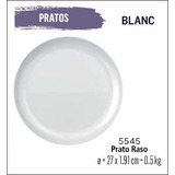 Jogo Prato Raso Opaline Vidro Blanc 27cm - Kit 6 Unidades