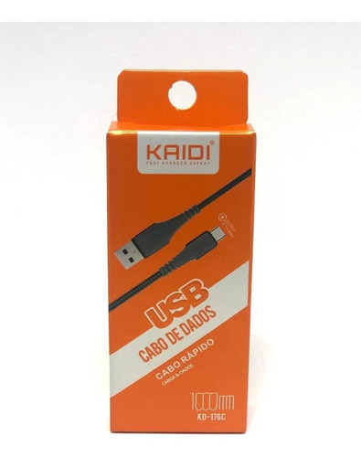 Cabo De Carregador Android Usb 1metro Kaidi Cor Preto