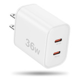 Cargador De Pared Gan Usb C, 36 W, Doble Puerto Tipo C Fast