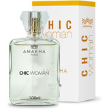 Perfume Amakha Paris Chic Woman 100ml Grande Feminino Fragrância Floral Noite Edp Fixação Spray Presente Mini Notas