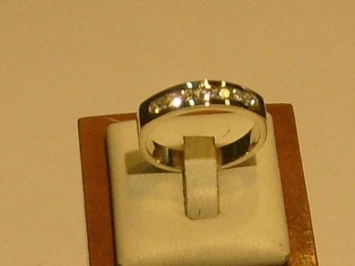 Anillo Plata Fina Rodinado Medio Cintillo  Circones Psp Gps