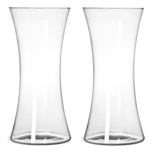 Kit 2 Vasos 30cm Vidro Transparente Elegante Decoração Class