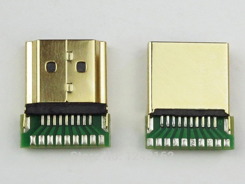 Kit C/ 2 Conectores Hdmi Macho Gold Solda Placa Reforçado