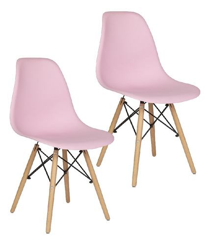 Set De 2 Sillas Holly Estilo Eames Comedor Color Rosa