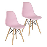 Set De 2 Sillas Holly Estilo Eames Comedor Color Rosa