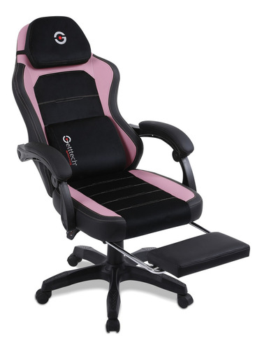 Silla Gamer Getttech Ergonómica Reposapiés Gaming Oficina Color Negro/rosa Material Del Tapizado Espuma