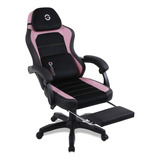 Silla Gamer Getttech Ergonómica Reposapiés Gaming Oficina Color Negro/rosa Material Del Tapizado Espuma