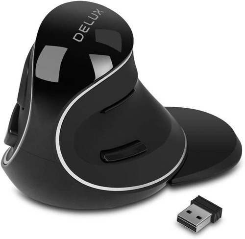 Delux Mouse Vertical Inalámbrico 2.4g, Ratón Ergonómico