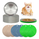 Vcepjh Juego De 6 Cuencos De Acero Inoxidable Para Gatos, Pl