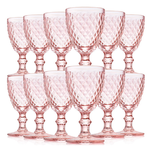 Lallisa Juego De 12 Copas De Vino Rosa, Copas De Vino Tinto