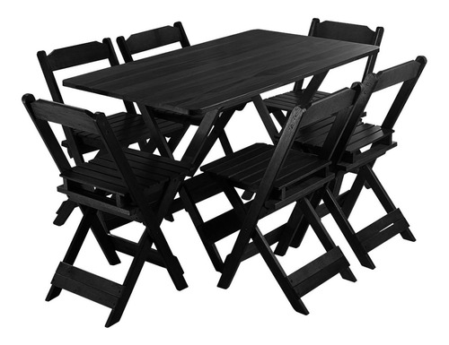 Conjunto De Mesa De Jantar 120x70 Com 6 Cadeiras Dobráveis