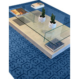 Tapete Sala Quarto, 1,50x2,00 Carpete Fácil De Limpar! Cor Azul Desenho Do Tecido Geométrico