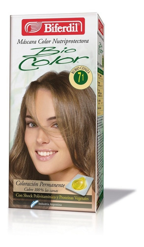  Biferdil Bio Color Máscara Nutriprotectora Kit Completo Tono 7.1 Rubio Ceniza