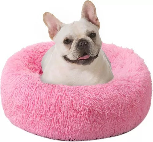 Cama Para Perro Pequeño Camita Con Felpa Antiestrés Cómoda Color Rosa