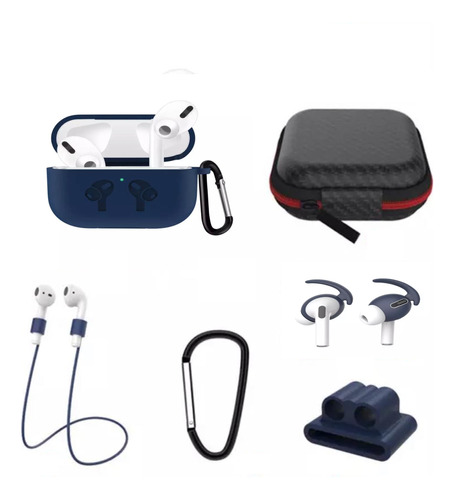 Kit 6 En 1 Estuche Forro Lazo Orejera Para Apple AirPods Pro