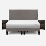 Cama Pratta King Pata Madera + Muebles Maurice Gris