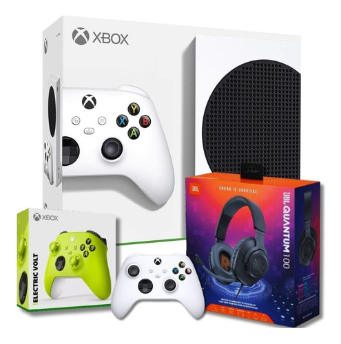 Xbox Series S Com 2 Controles (1 Verde E 1 Branco) + Headset