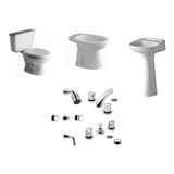 Juego De Baño Ferrum Inodoro + Bidet + Lavatorio Griferia Fv