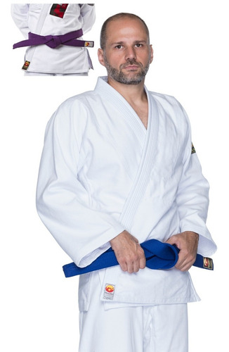 Kimono Judo Trançado Adulto Branco + Faixa Adulto Branca