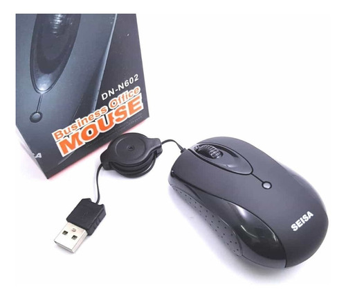 Mouse Usb Mini Retractil Pc Notebook Color Negro