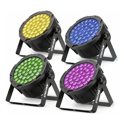 Kit 4 Cañones Wash 40 LEDs 3W RGB Steelpro 403-MPR DMX 7 Canales Audiorítmico Cañones LED Escenario DJ RGB Full Color con Dimmer Estrobo Automático Maestro Esclavo Iluminación Profesional para Eventos | Envío gratis