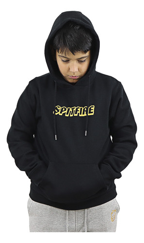 Polerón Niño Hoodie Spitfire Scrip Logo Negro