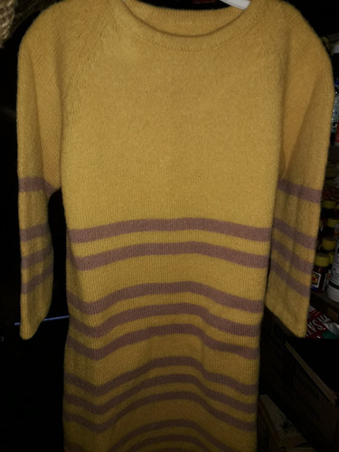 Sweater De Lana Largo Manga 3/4 Ideal Calzas O Vestido Mini 