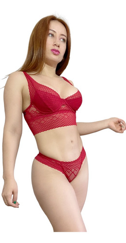 Lingerie Sexy Cropped Renda Sensual Completo  E Sofisticado