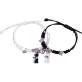 Pulsera Blanco Y Negro Novios Pareja Amistad Gatos 2 En 1 