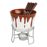 Aparelho De Fondue Chocolate Cerâmica 6 Pçs Branco Hauskraft