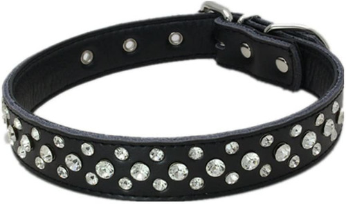 Perros Reino 14.5 -20  Piel Autentica Acolchada Rhinestone 