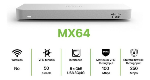 Router Cisco Meraki Mx64, Usado