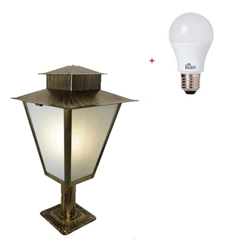 2x Lustre Balizador Jardim Colonial P1 Ouro V