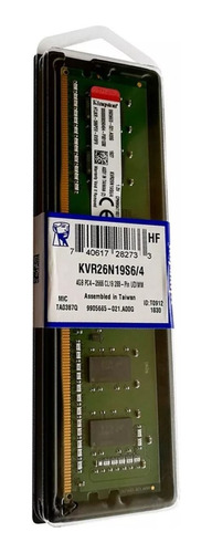 Kingston Memoria Pc Ddr4 4gb 2666 1.2v Valueram 8gbit