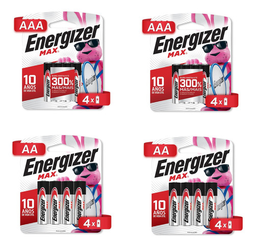 Combo Pila Energizer Max Alcalina 8 Pilas Aa Y 8 Pilas Aaa