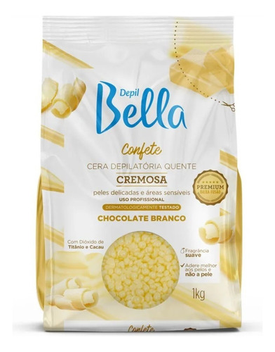 Cera Depilação Corpo Chocolate Branco Pérola Depil Bella 1kg