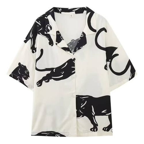 Camisa Blusa Social Feminina Elegante Animal Estampada J22