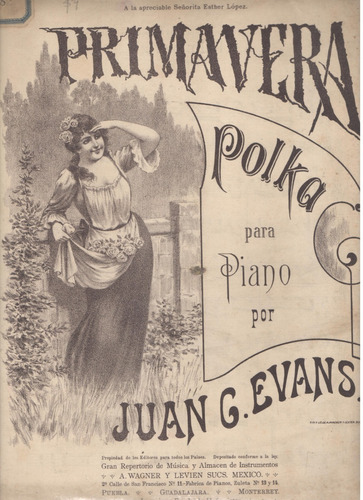 Partitura Original De La Polka Primavera Por Juan G. Evans